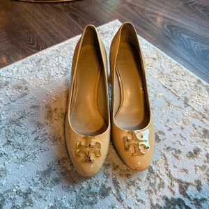 Tory Burch Nude Patent Leather Block Heels
